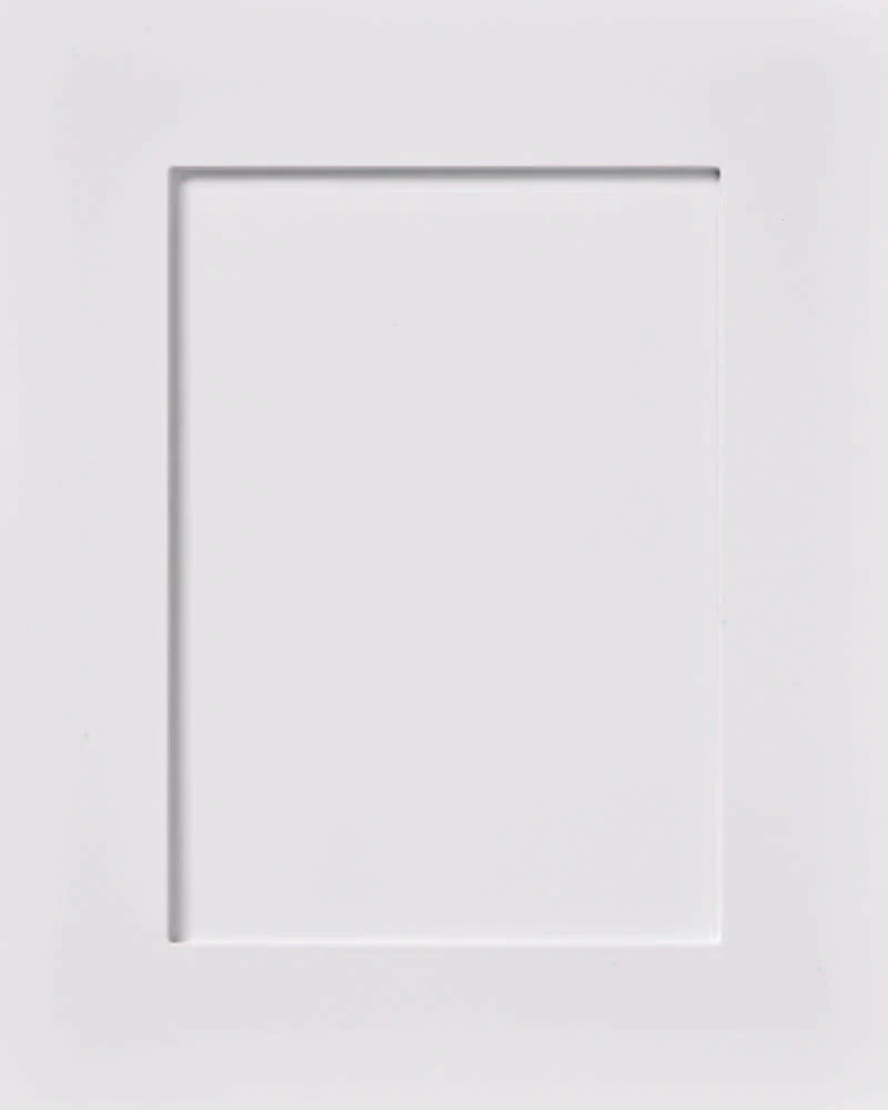 Photo of a white Cosmos cabinet door