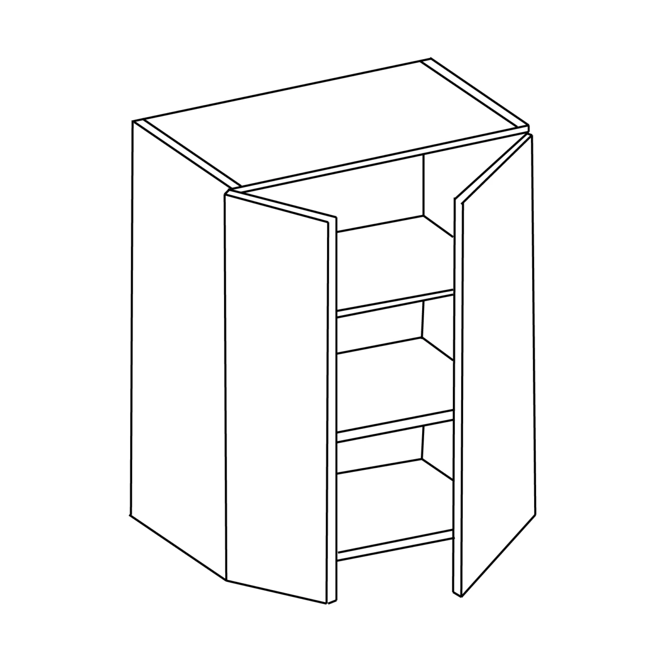 Line drawing of a wall cabinet